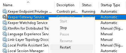 Windowsゲートウェイサービスの再起動