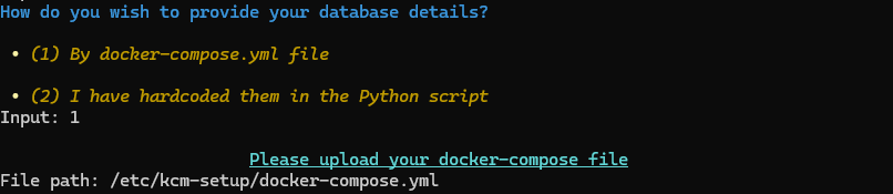 PAM KCM Import - Database connection prompt
